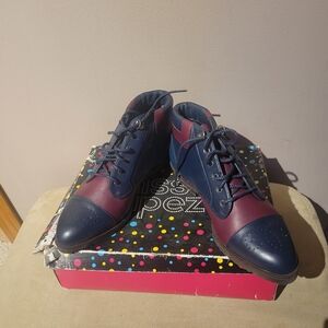Women's Blue and Burgundy High-Top Shoes